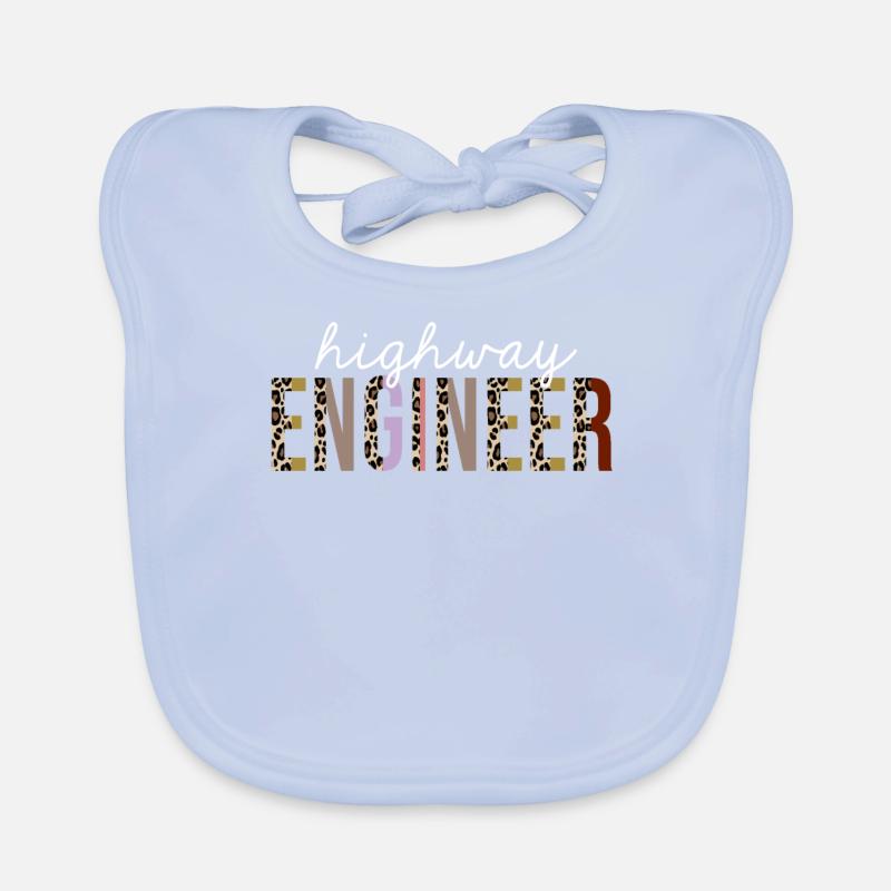 Highway Engineer Leopard Print Funny Gift Organic Baby Bibs
