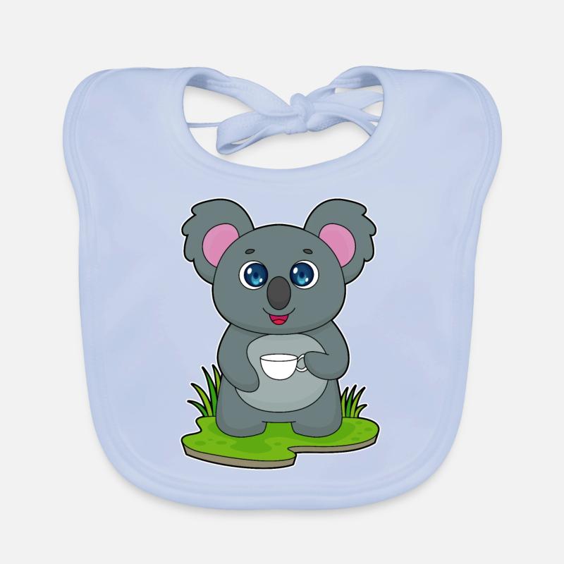 Koala with coffee cup Organic Baby Bibs