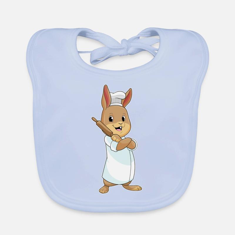 Rabbit as a baker with rolling pin Organic Baby Bibs