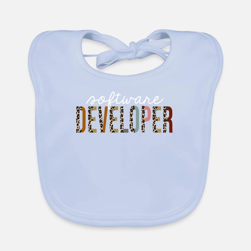 Software Developer Leopard Print Funny Gift Organic Baby Bibs
