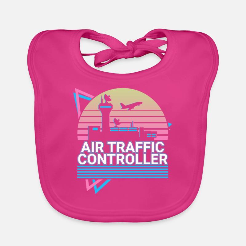 Air Traffic Controller ATC Flight Control Retro Organic Baby Bibs