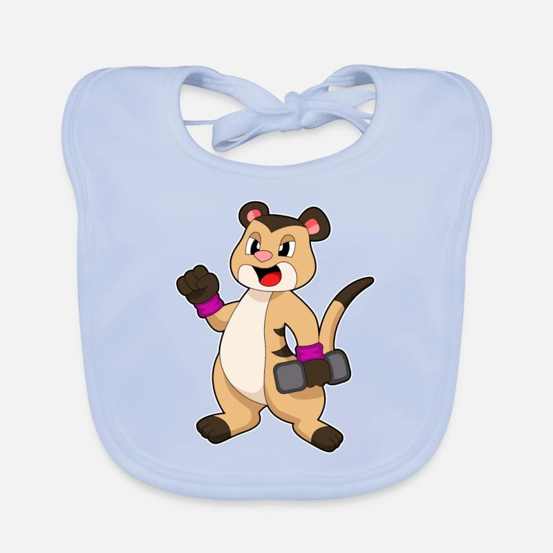 Suricates avec haltères Bavoir bio Bébé