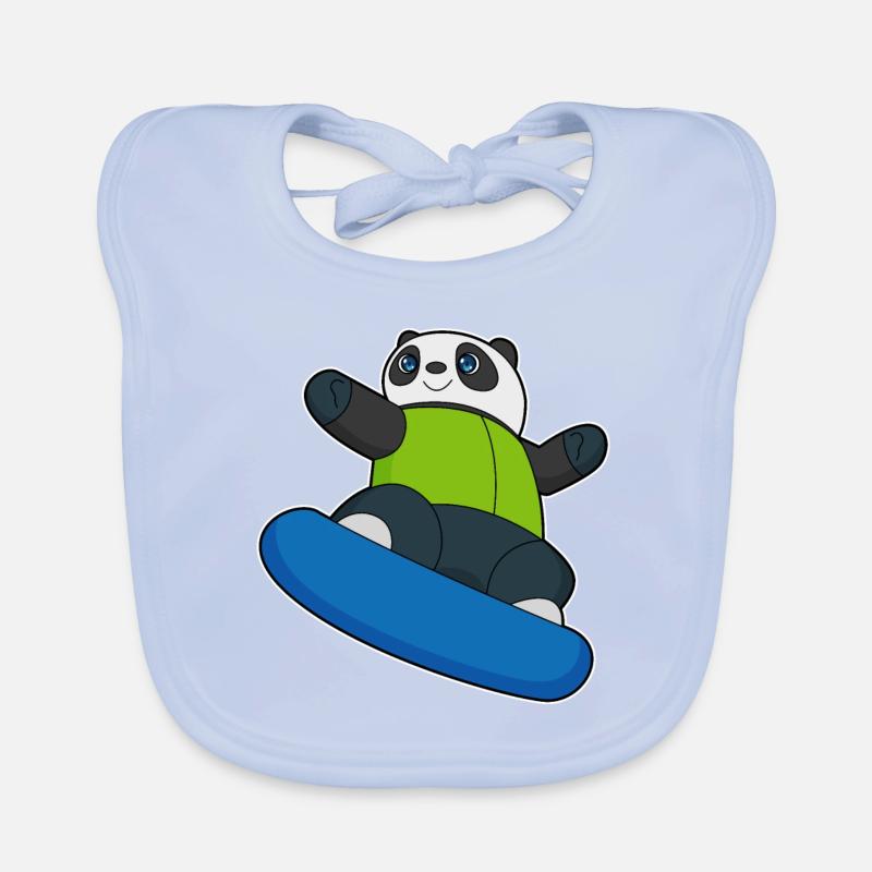 Panda en snowboarder avec snowboard Bavoir bio Bébé