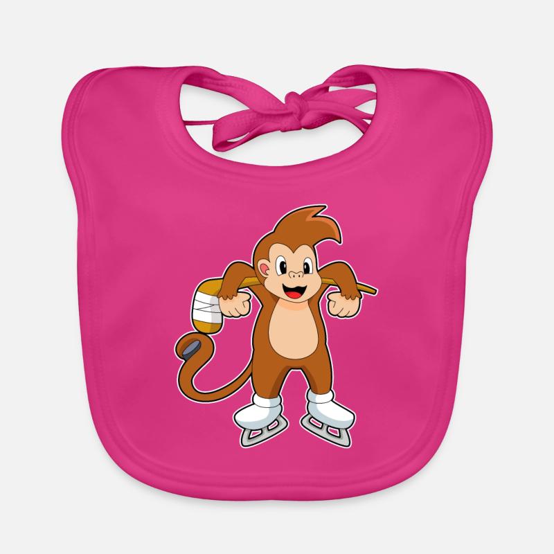 Affe Eishockey Eishockeyschläger Baby Bio-Lätzchen
