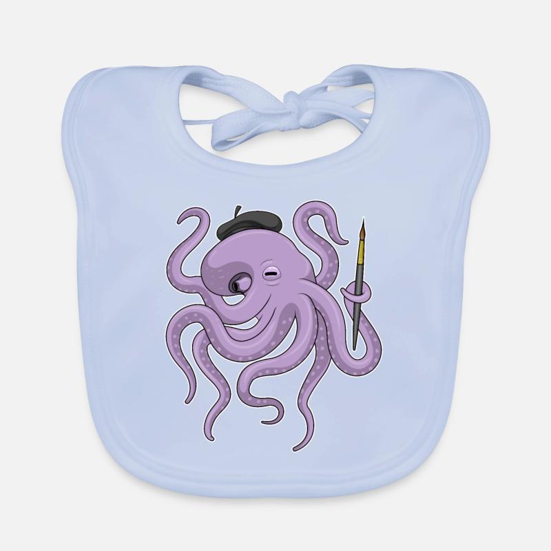 Octopus Painter Brush Organic Baby Bibs
