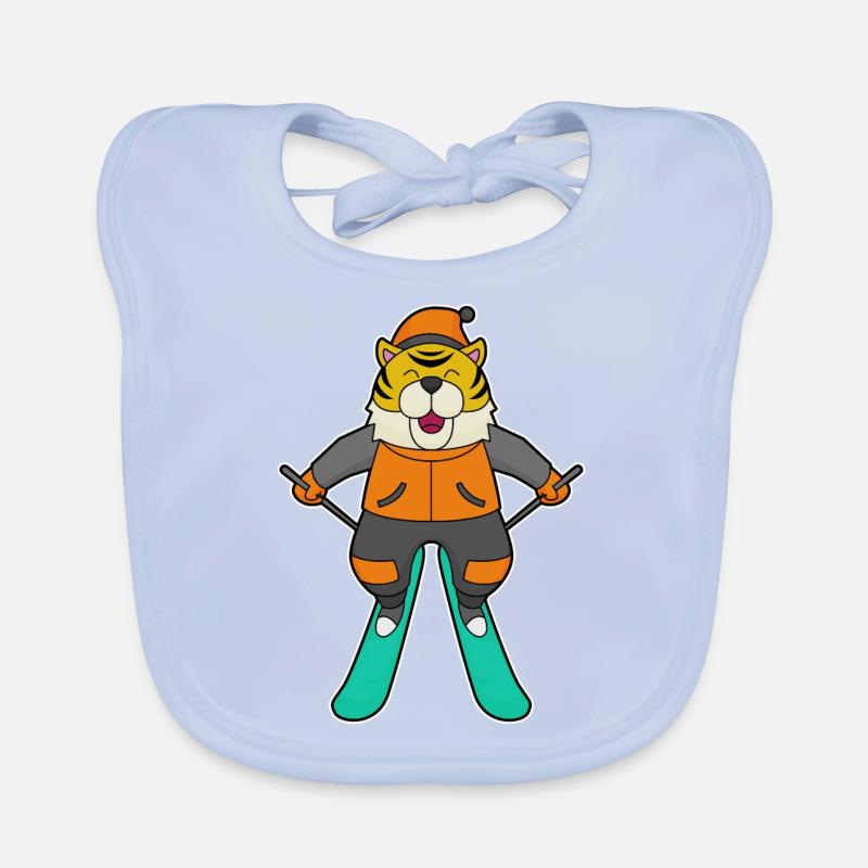 Tiger Skifahrer Ski Baby Bio-Lätzchen