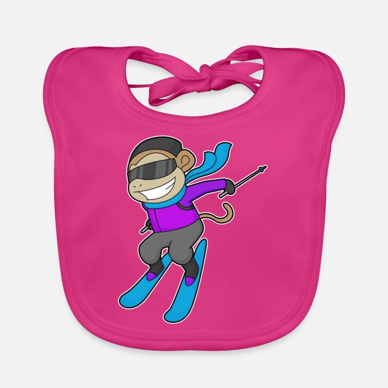 Monkey Skier Skier Skier Organic Baby Bibs