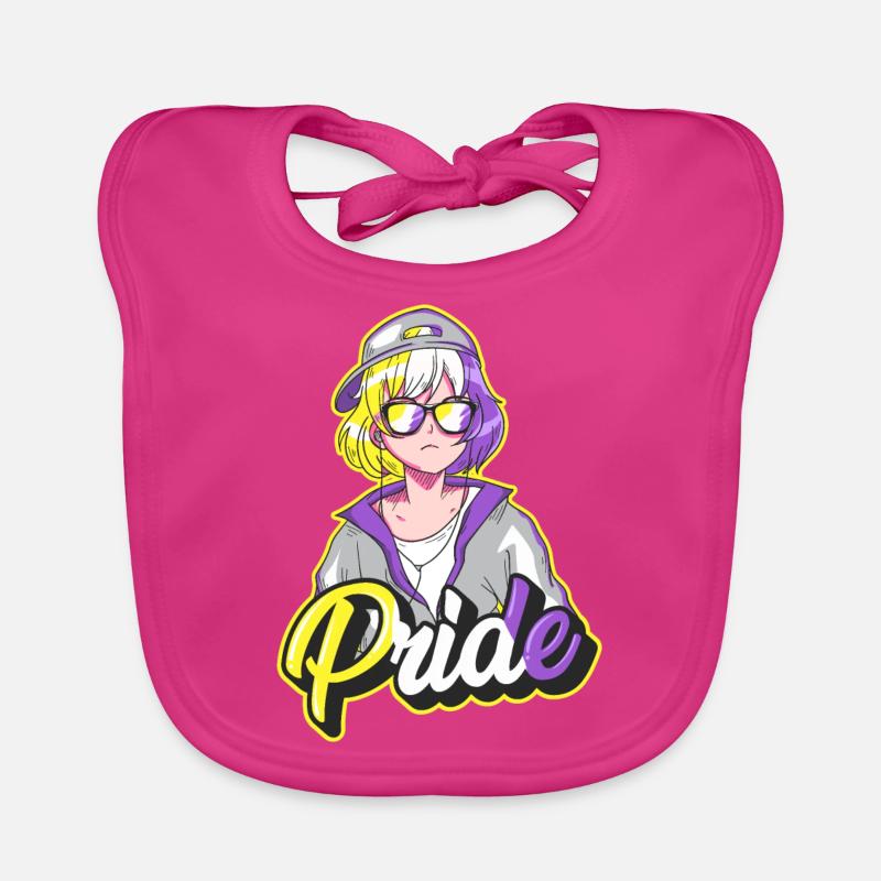 Nonbinary Stolz Japanisch Cool Anime Mädchen Non B - Baby Bio-Lätzchen - Fuchsia