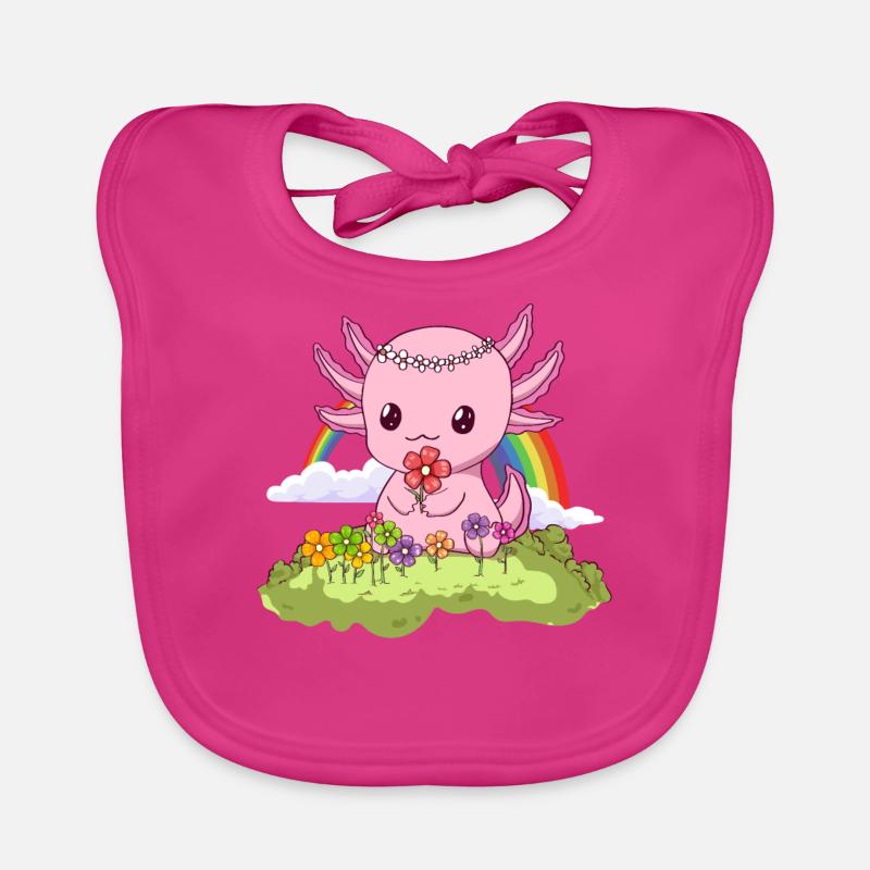 Bloomcore Esthétique Kawaii Axolotl Fleurs Cottageco Bavoir bio Bébé