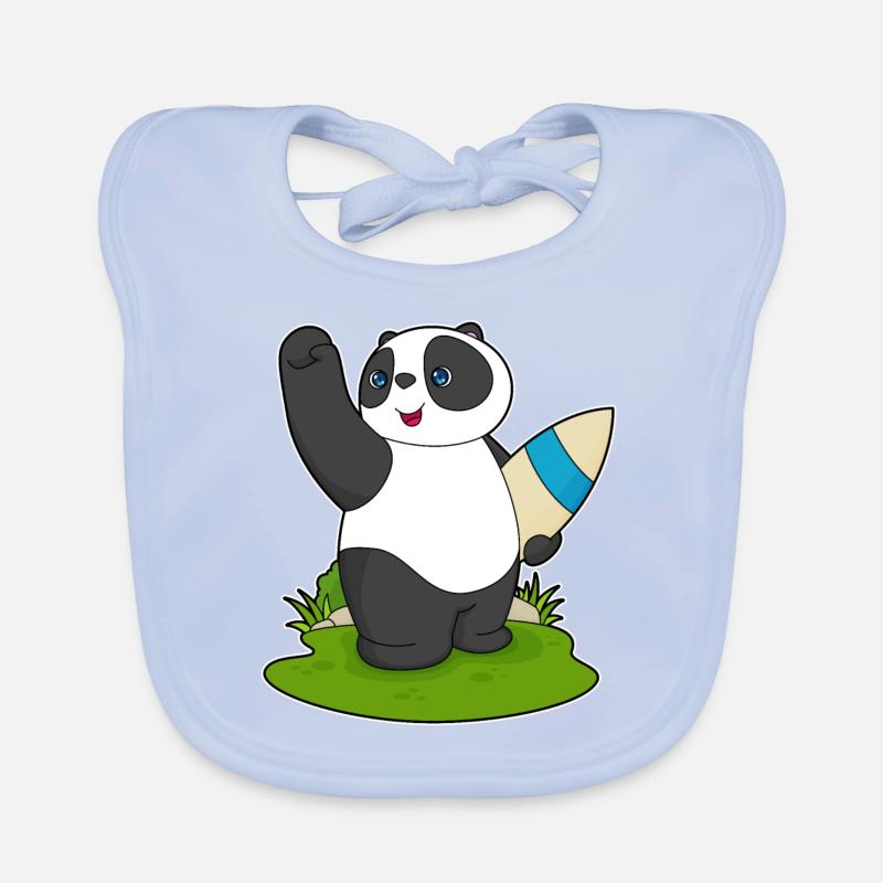 Panda Surfer Planche de surf Bavoir bio Bébé