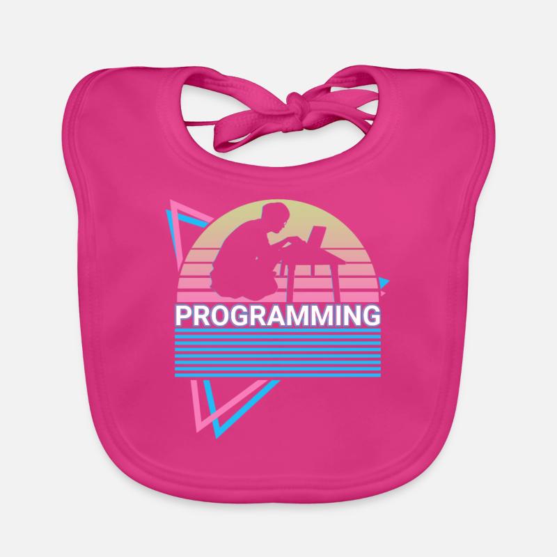 Programmeur de programmation Retro - Bavoir bio Bébé - fuchsia