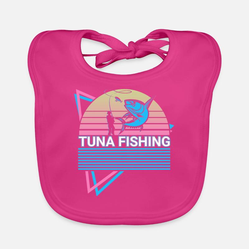 Pêche au thon pêcheur rétro - Bavoir bio Bébé - fuchsia