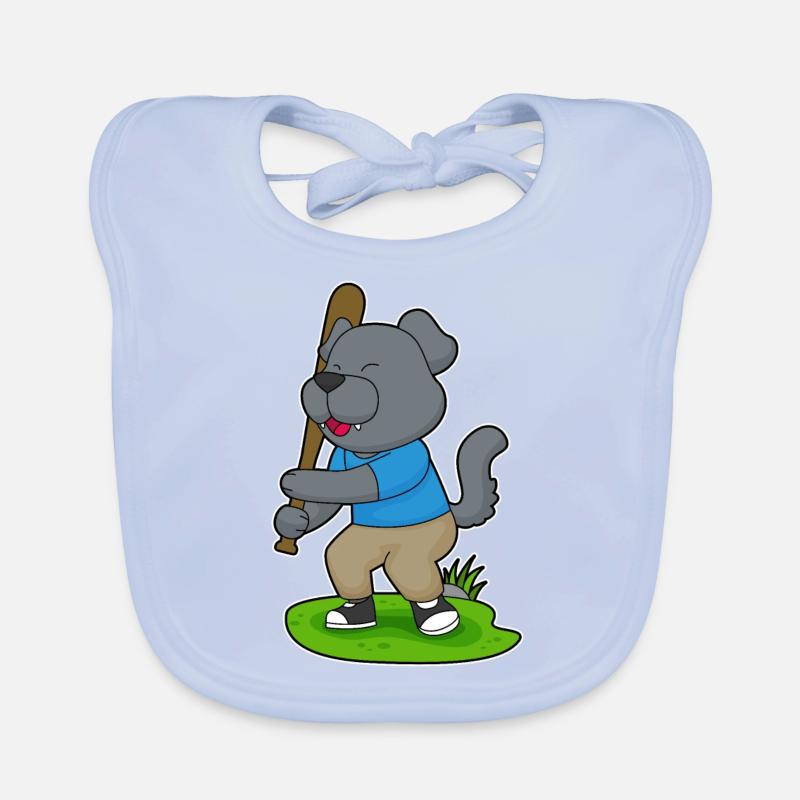 Chien Baseball Batte Bavoir bio Bébé