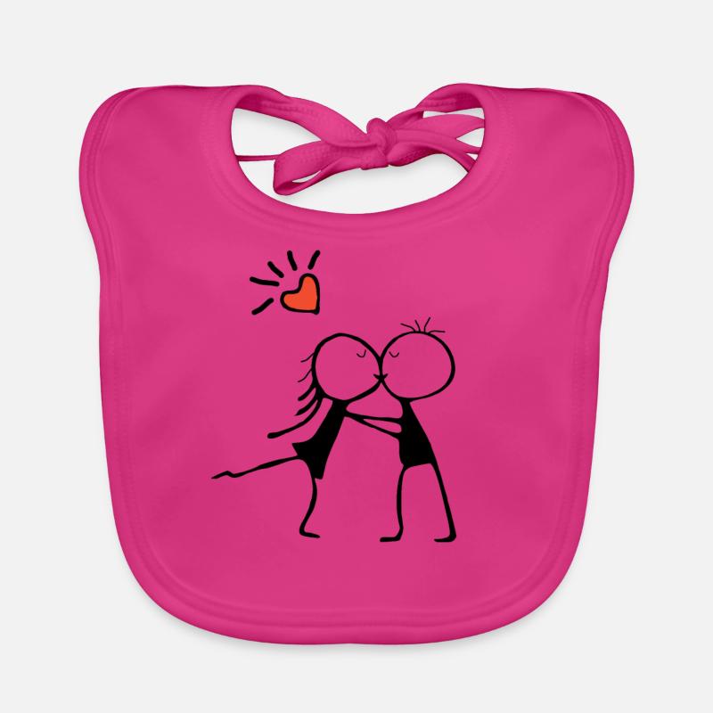 Umarmung der Liebe: Ein romantisches Paar-Design - Baby Bio-Lätzchen - Fuchsia
