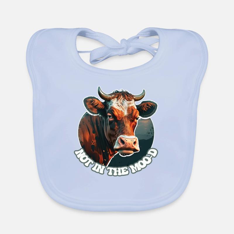 Pas d’humeur - La vache de ferme grincheuse Bavoir bio Bébé