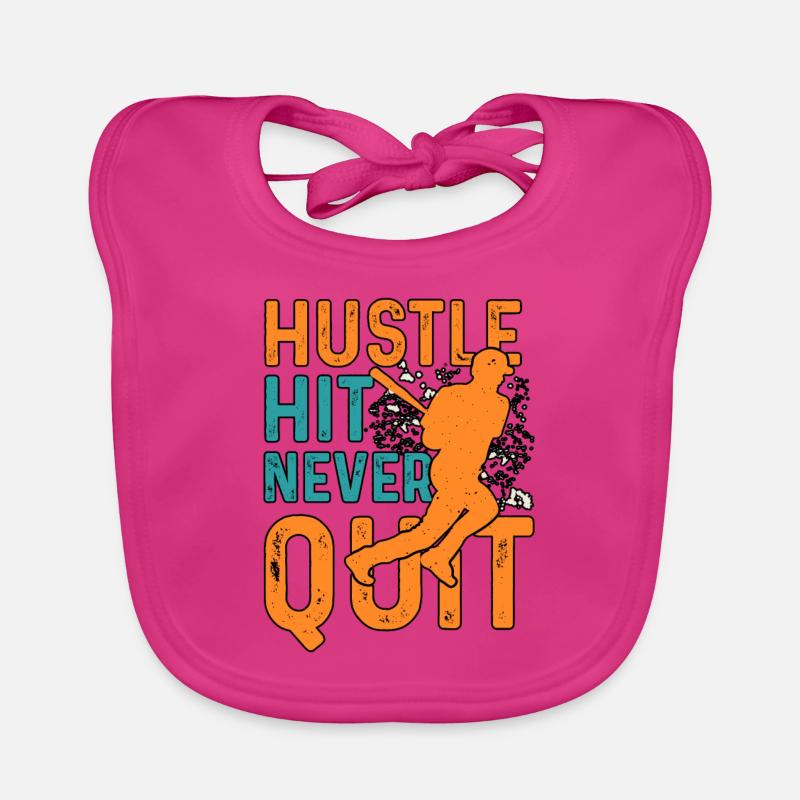 Hustle Hit Never Stop Baseball Baby Bio-Lätzchen