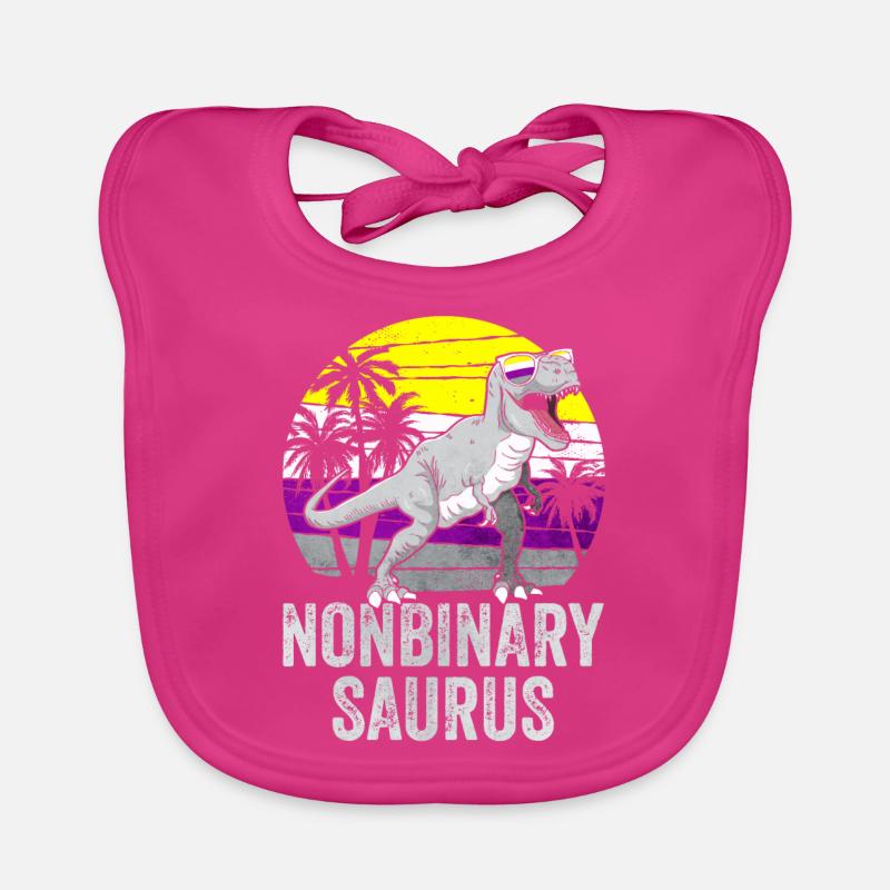 Non Binary Pride Flag Dinosaur Trex LGBTQ Organic Baby Bibs