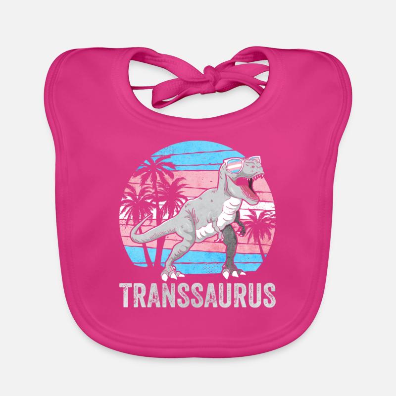 Transgender Pride Trans Flag Dinosaur Trex LG Organic Baby Bibs
