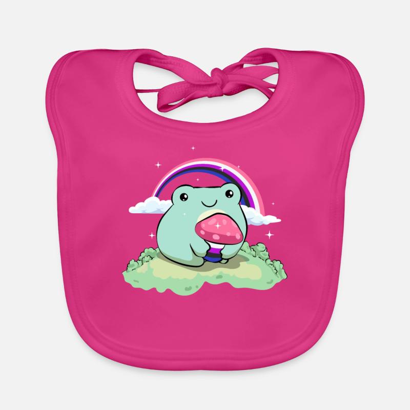 Genre Fluid Pride Flag Mignon Grenouille Champignon Subtil Bavoir bio Bébé