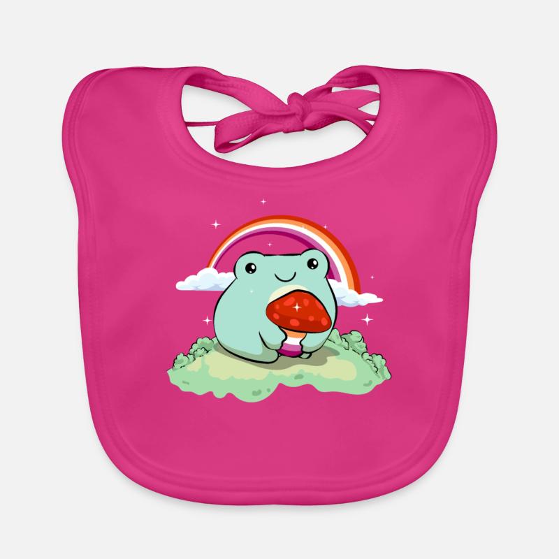 Lesbian Pride Flag Mignon Grenouille Champignon Subtil LGBT Bavoir bio Bébé