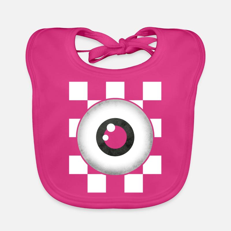 Weirdcore Aesthetic Black White Eyeball Checkered Organic Baby Bibs