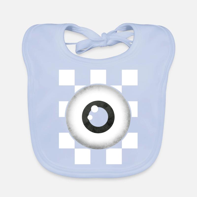 Weirdcore Aesthetic Black White Eyeball Checkered Organic Baby Bibs