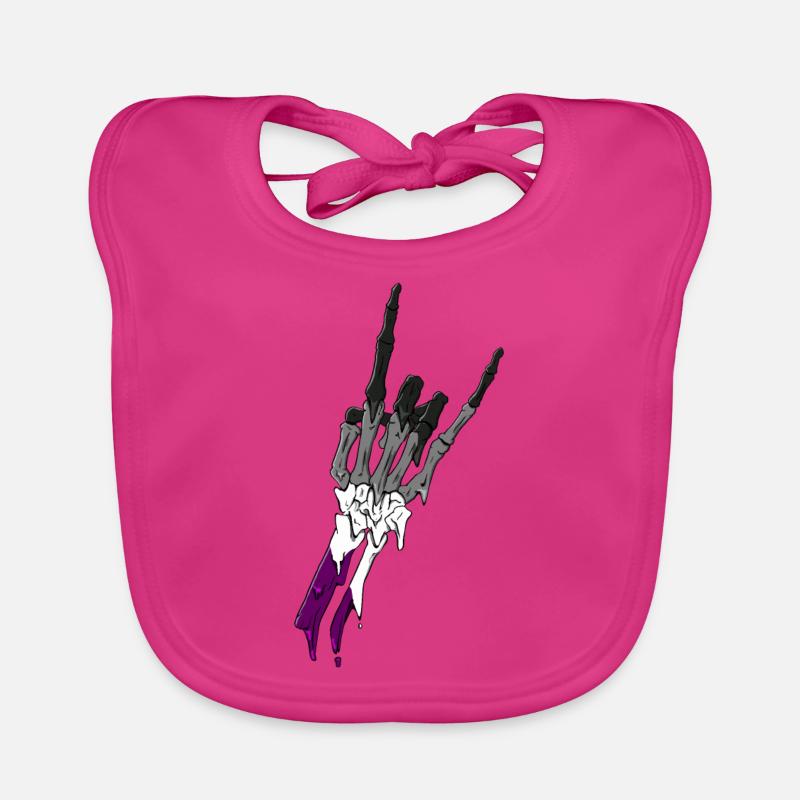 Asexual Pride Ace Flag Devil Horn Skeleton Subtil Bavoir bio Bébé