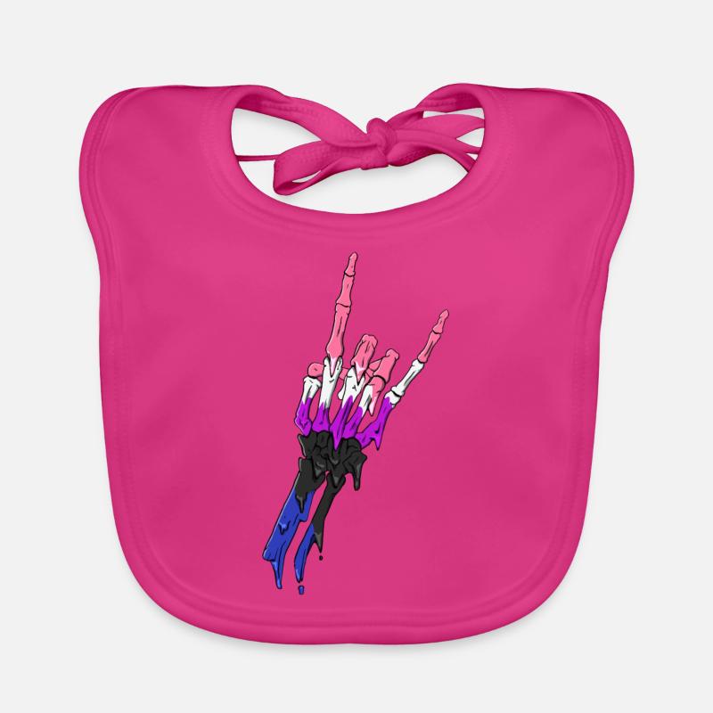 Gender Fluid Pride Flag Devil Horn Skeleton Subt Organic Baby Bibs