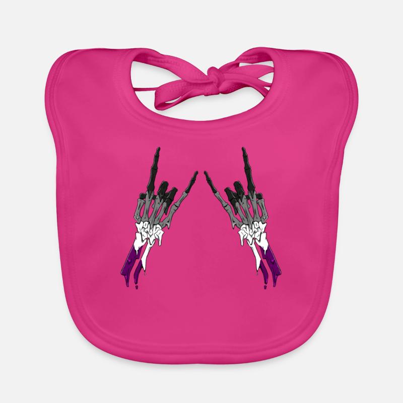 Asexual Pride Ace Flag Devil Horn Skeleton Subtil Bavoir bio Bébé