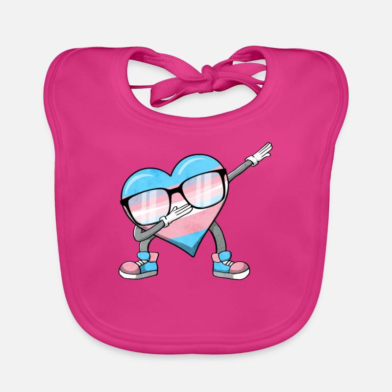 Fierté transgenre Drapeau trans Polka Dot Heart Sublte Bavoir bio Bébé