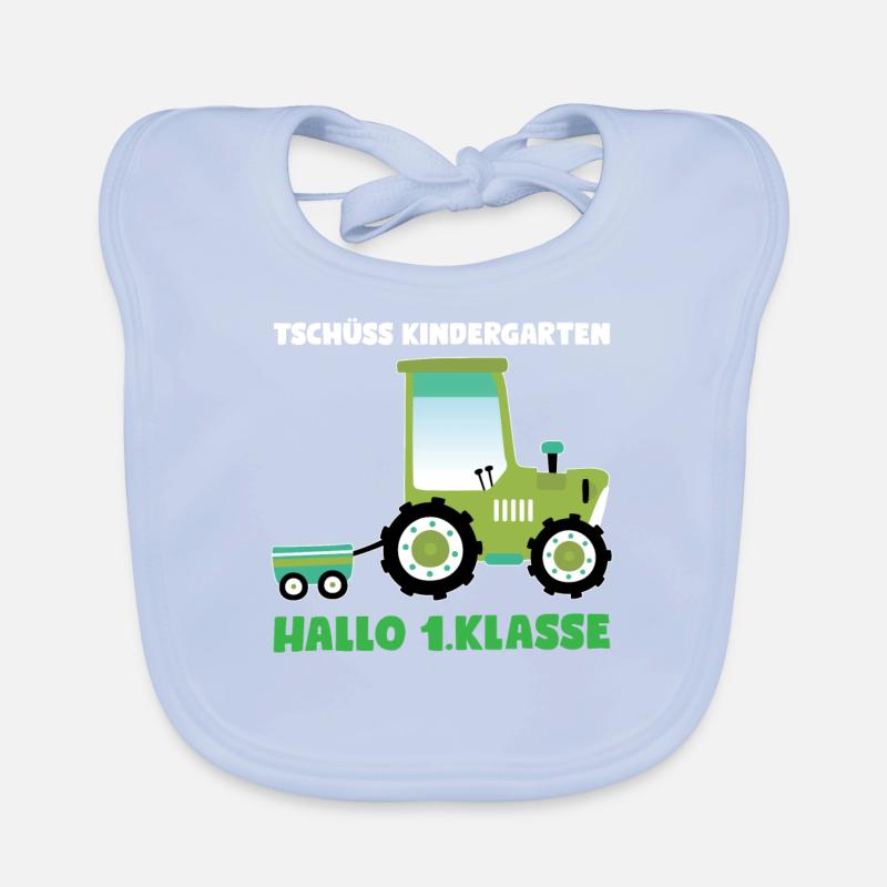 1.Klasse Traktor Einschulung Geschenk Baby Bio-Lätzchen