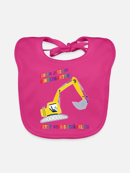 Kindergarten Bagger Kita Geschenk - Baby Bio-Lätzchen - Fuchsia