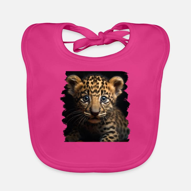 Leoparden Leoparde réaliste Leopard Bavoir bio Bébé