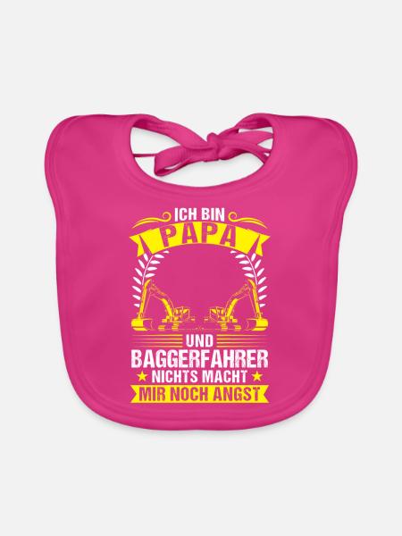 Baggerfahrer Papa Bagger-Fahrer Geschenk - Baby Bio-Lätzchen - Fuchsia