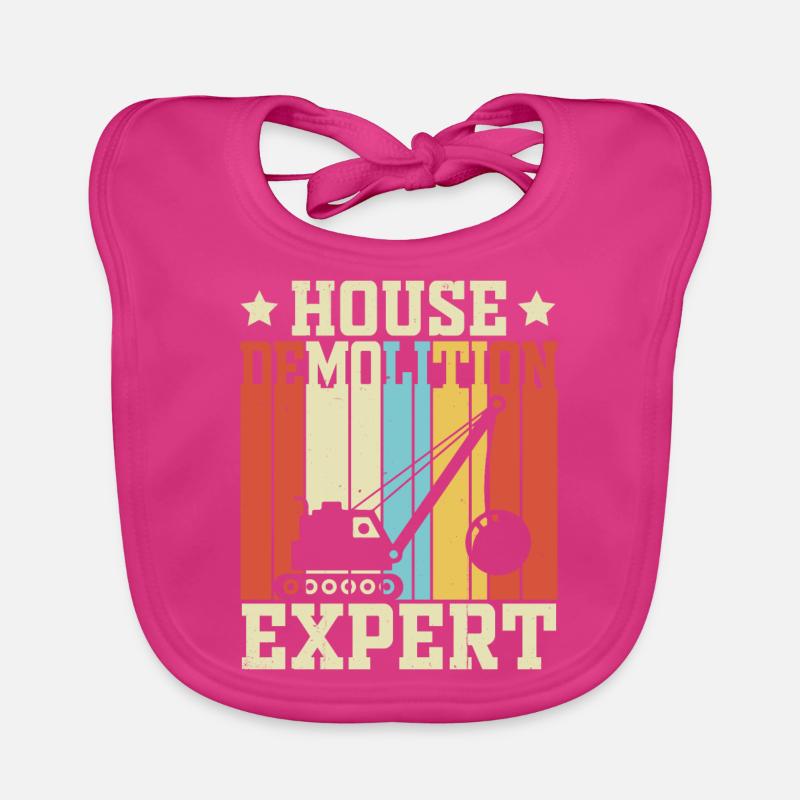 Funny Wrecking Ball Crane Organic Baby Bibs