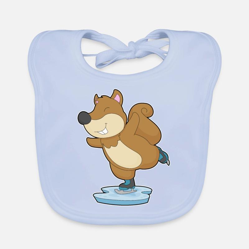 Eichhörnchen Eislaufen Schlittschuhe Baby Bio-Lätzchen