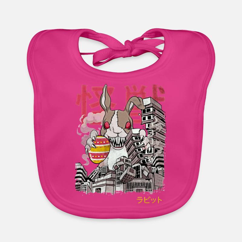 Kaiju Rabbit Japanese Anime Monster Easter Egg Organic Baby Bibs