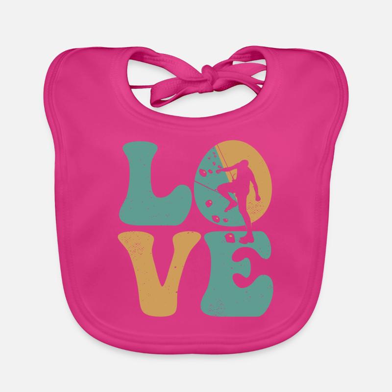 Climbing Climber Bouldering LOVE Organic Baby Bibs