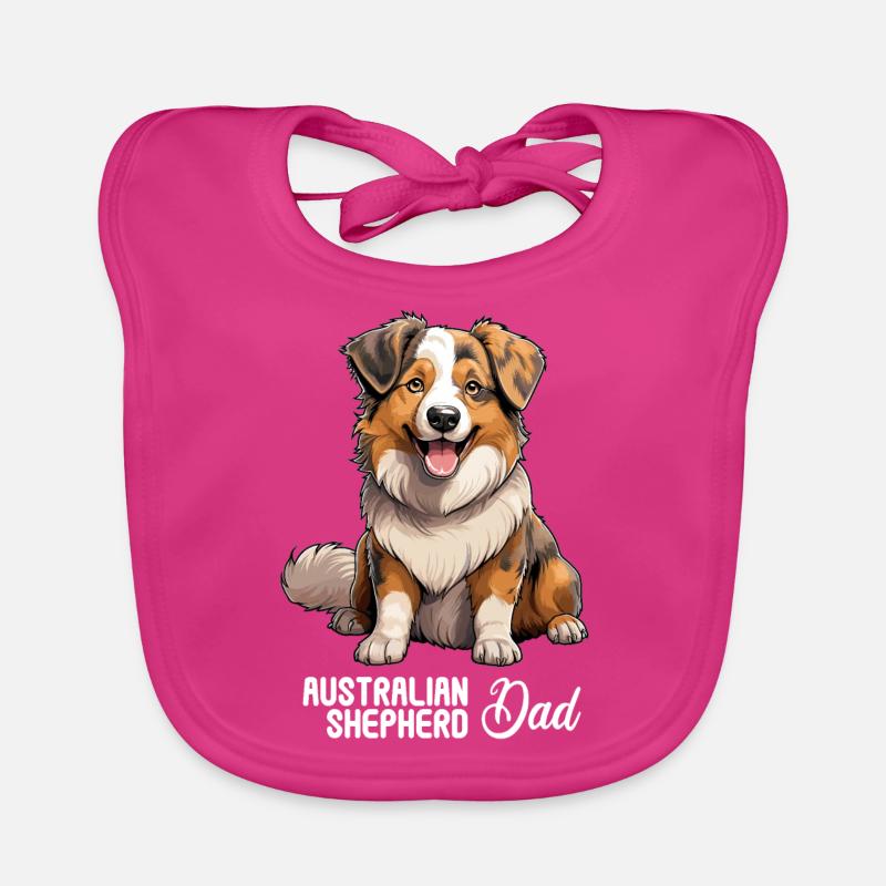 Chien Berger Australien - Bavoir bio Bébé - fuchsia
