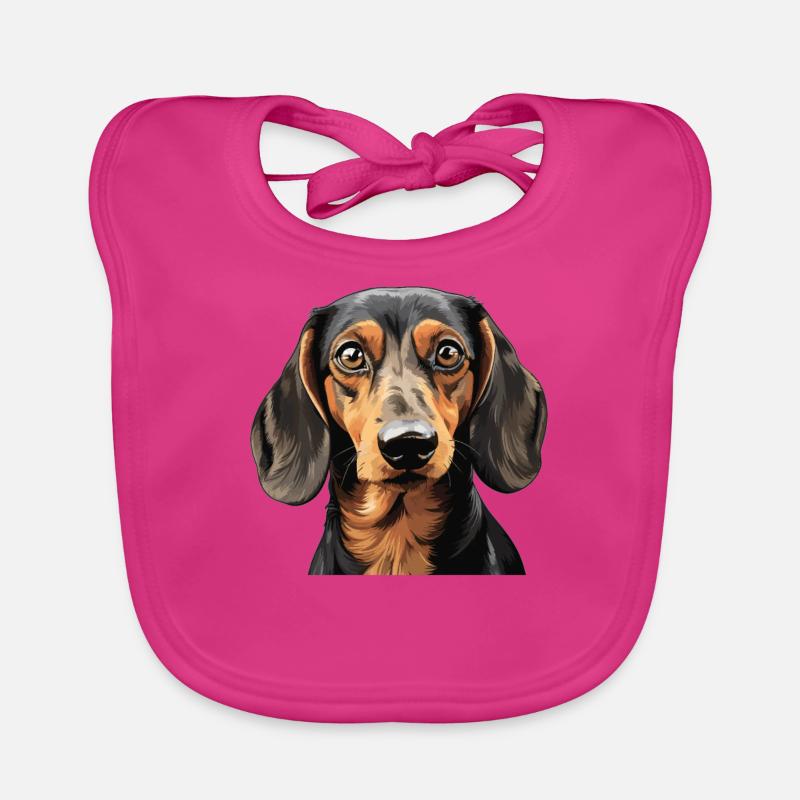 Chien teckel - Bavoir bio Bébé - fuchsia