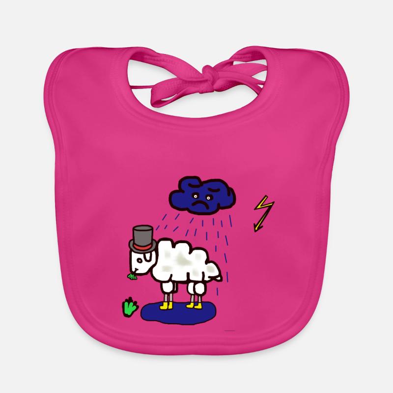 Bad weather: sheep, rain cloud, rain, mutton Organic Baby Bibs