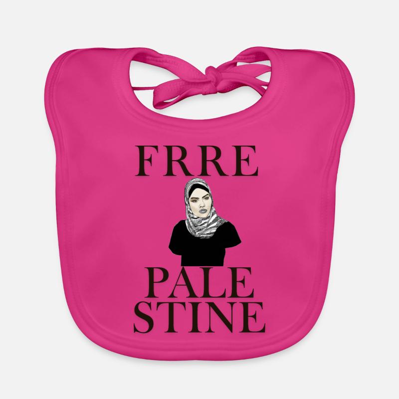 Femme de Palestine libre - Bavoir bio Bébé - fuchsia