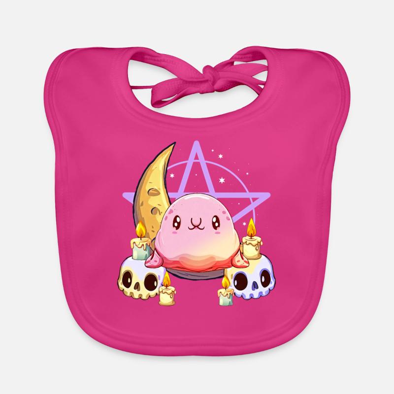 Kawaii Pastel Goth Blobfish Crescent Moon Skull Organic Baby Bibs