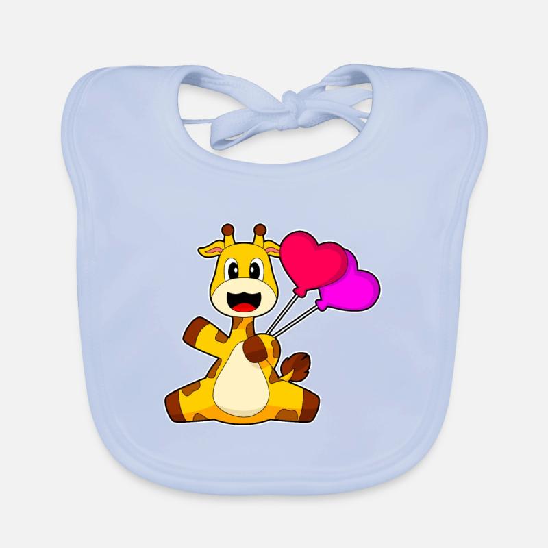 Giraffe Heart Balloon Organic Baby Bibs