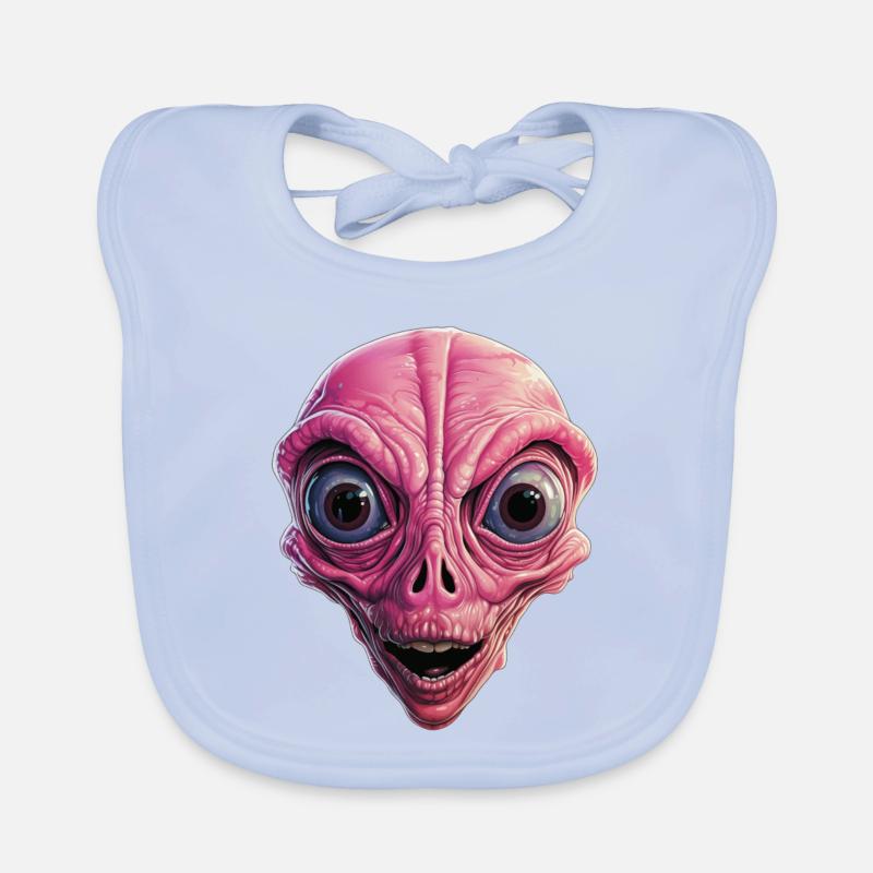 Extraterrestre choqué, choc, visage extraterrestre, curiosité Bavoir bio Bébé
