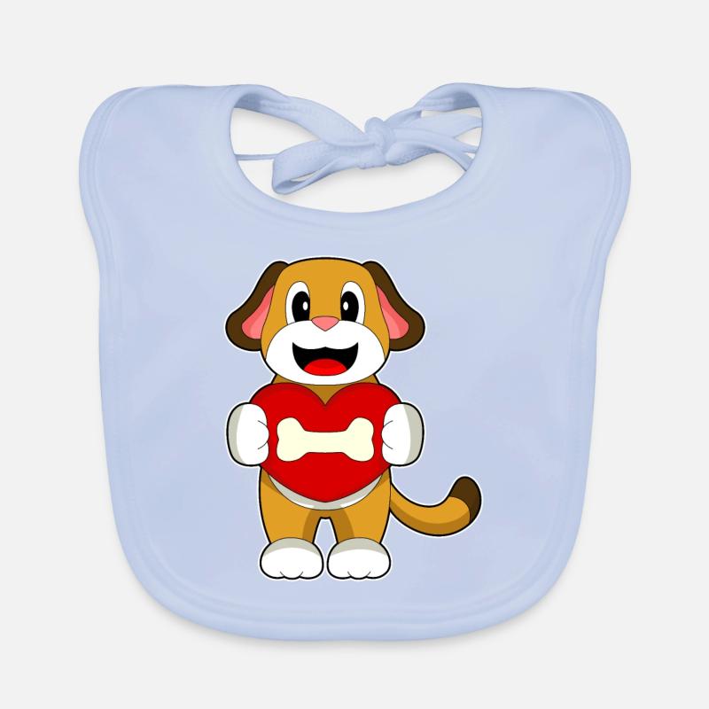 Dog Bone Heart Organic Baby Bibs