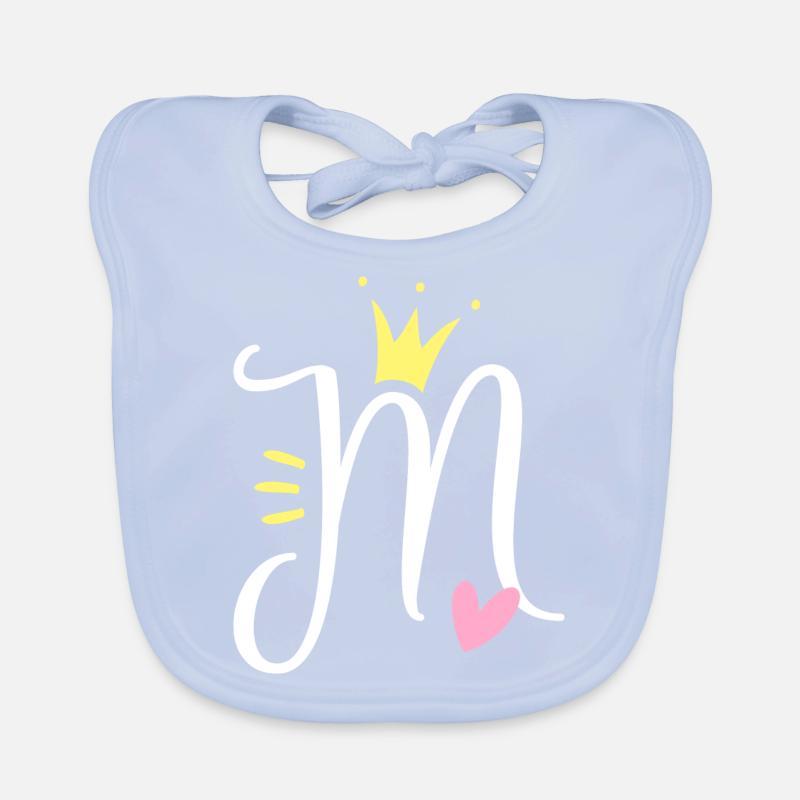 Buchstabe M Anfangsbuchstabe Krone Baby Bio-Lätzchen