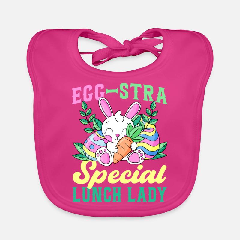Egg-Stra Special Lunch Lady - Easter Bunny Easter Organic Baby Bibs