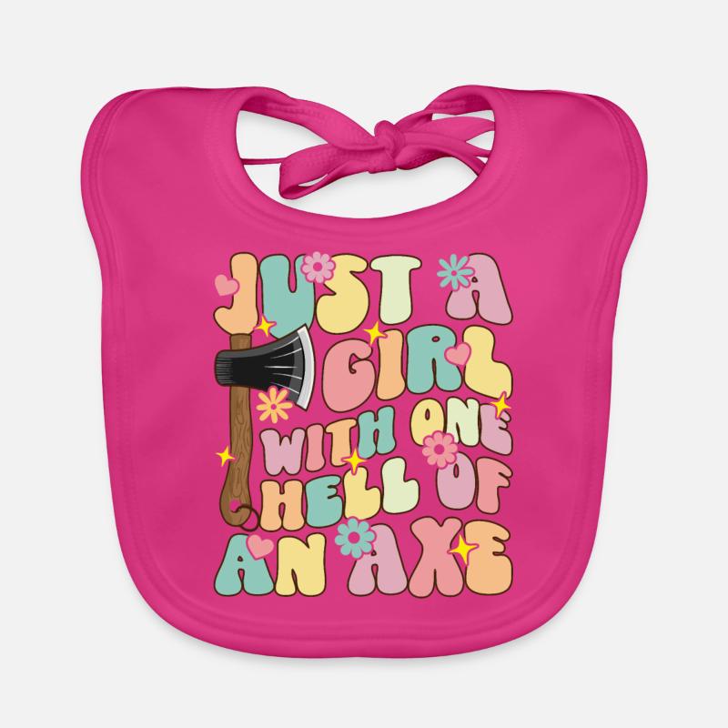 Mädchen mit einer höllischen Axt Axtwerfen Mädchen Baby Bio-Lätzchen