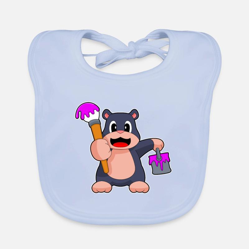 Mole, Painter, Brush, Paint Organic Baby Bibs